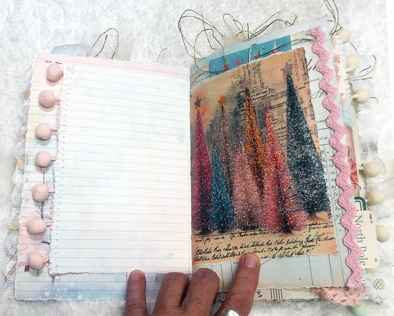 Glittery Pastel Mid Century Themed Christmas Junk Journal