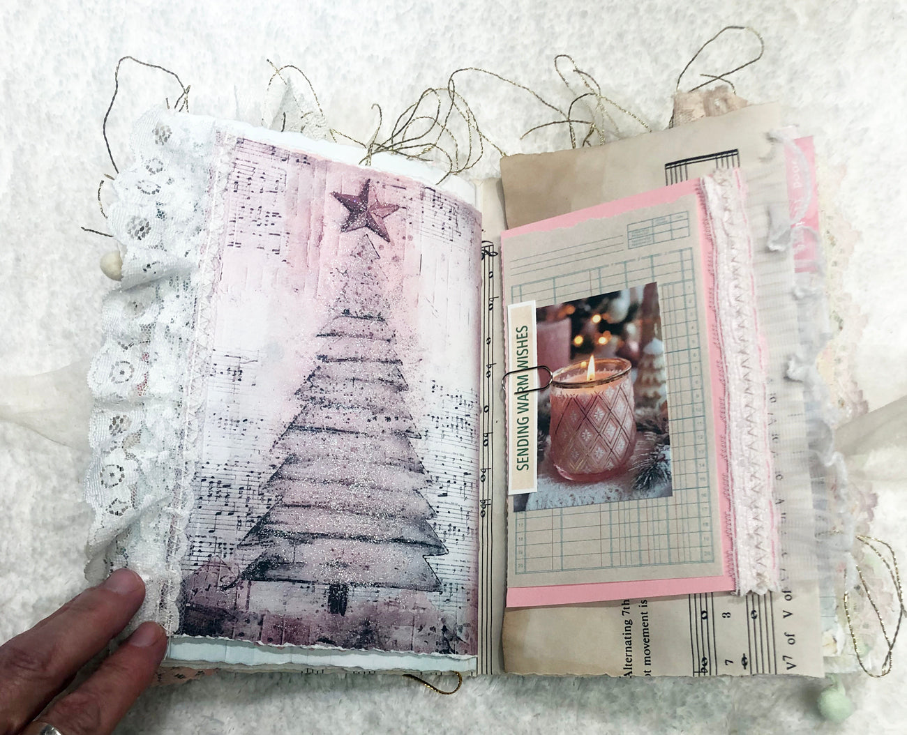 Glittery Pastel Mid Century Themed Christmas Junk Journal