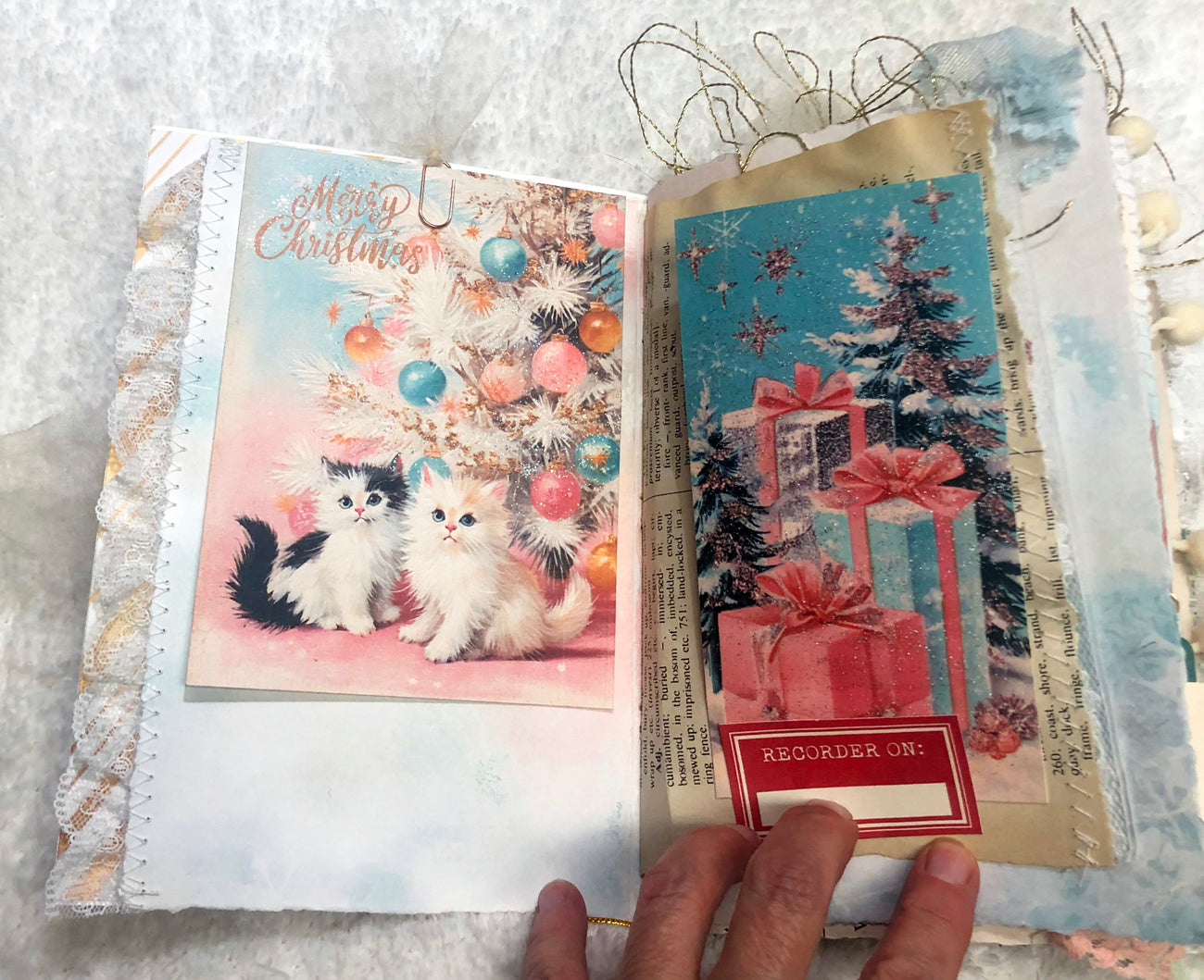 Glittery Pastel Mid Century Themed Christmas Junk Journal