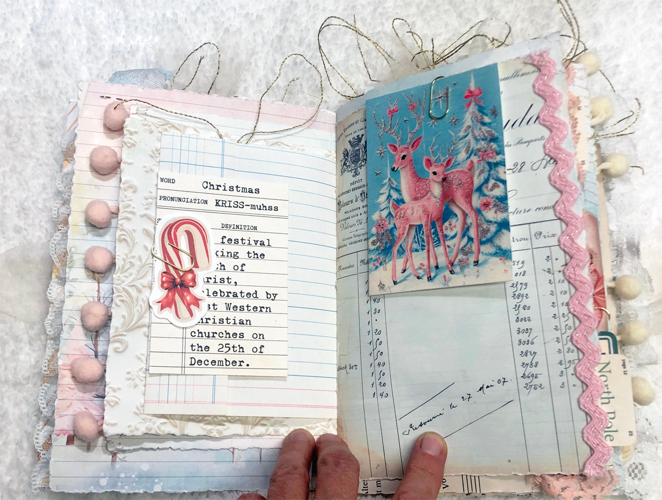 Glittery Pastel Mid Century Themed Christmas Junk Journal