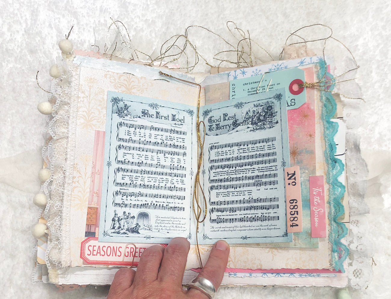 Glittery Pastel Mid Century Themed Christmas Junk Journal