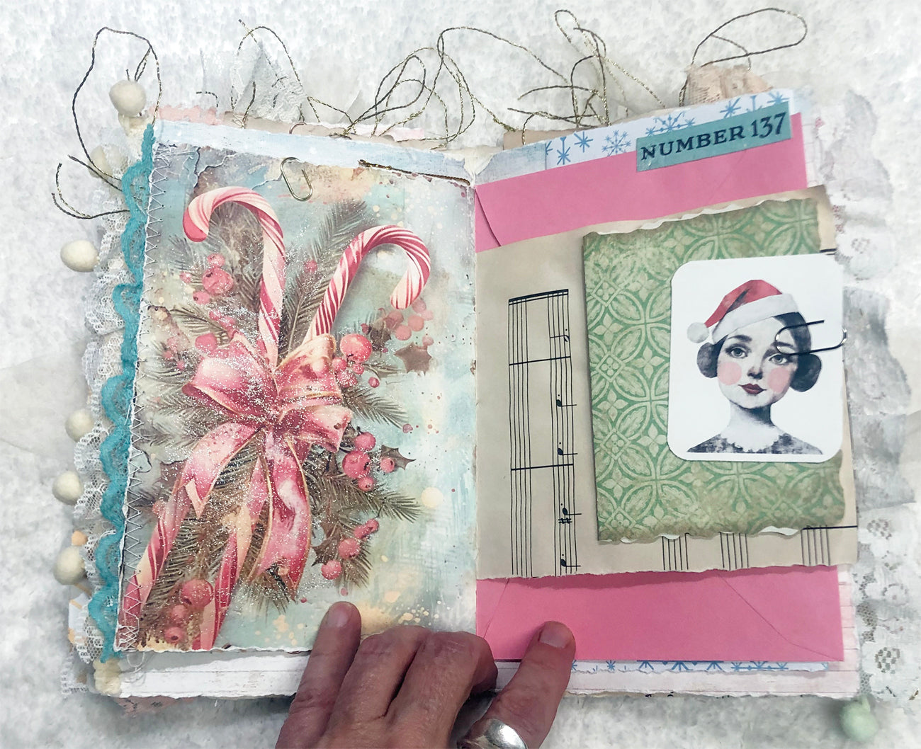 Glittery Pastel Mid Century Themed Christmas Junk Journal
