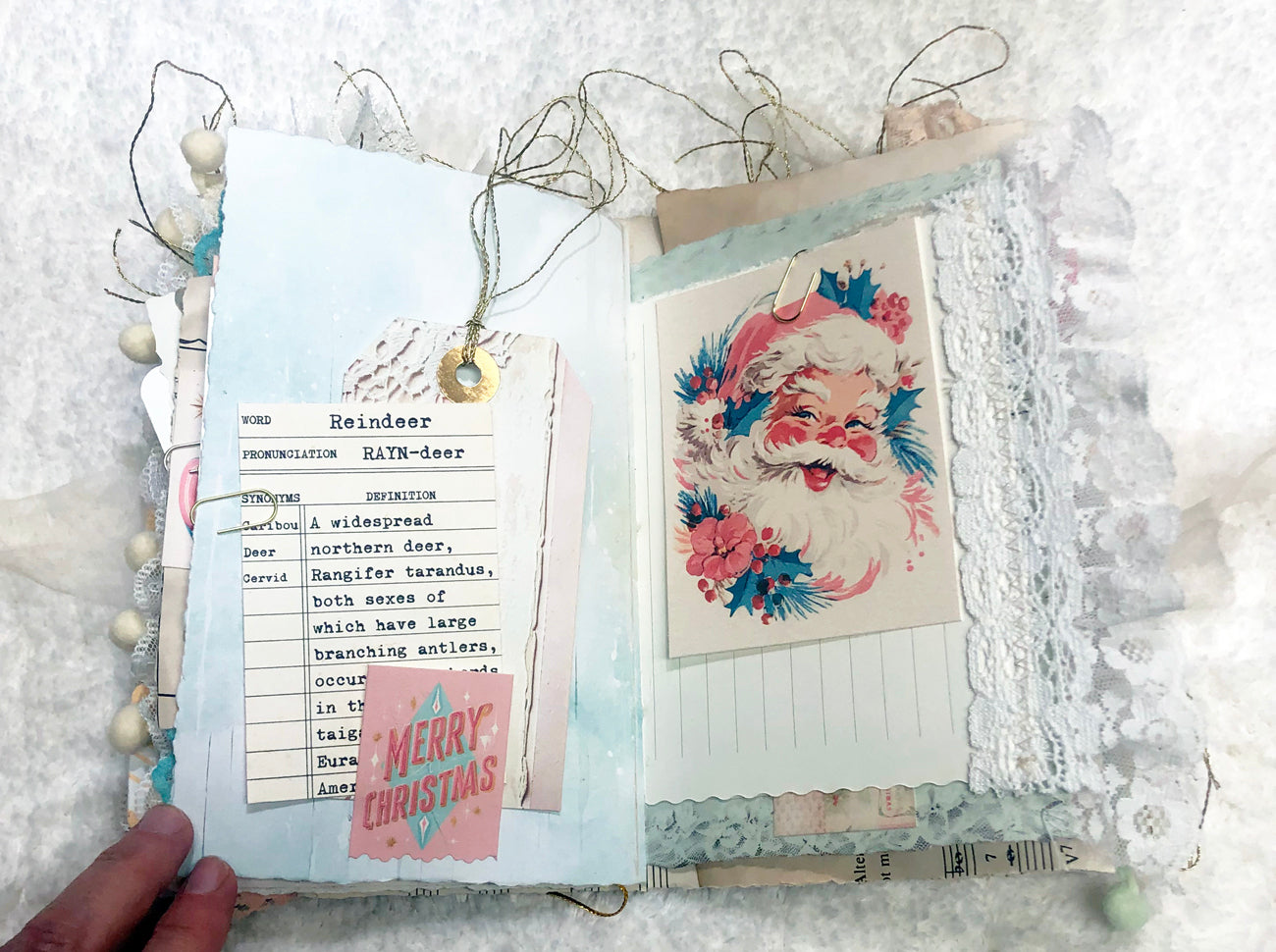 Glittery Pastel Mid Century Themed Christmas Junk Journal