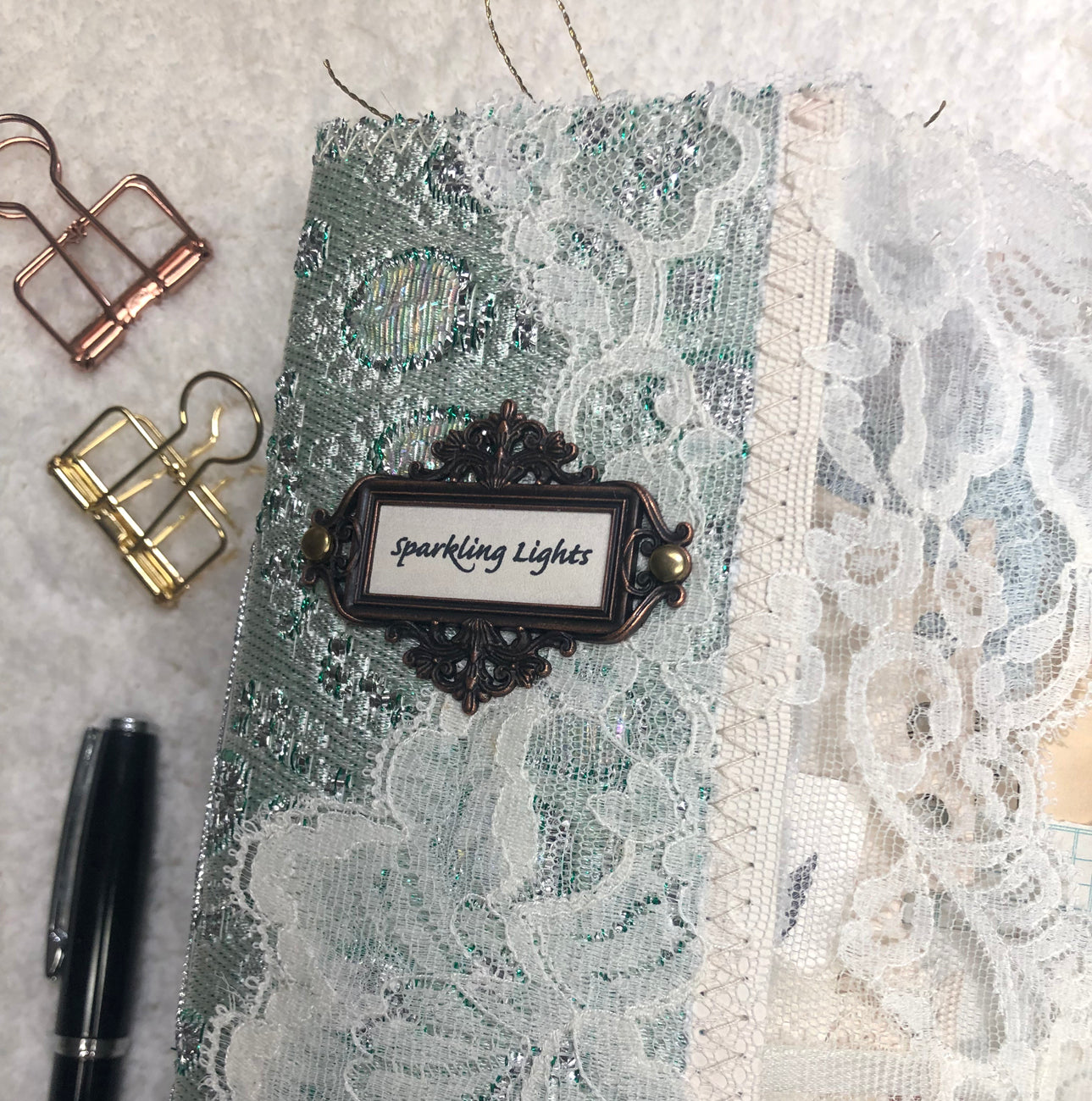 Glittery Green and Lace Winter Junk Journal with Angels
