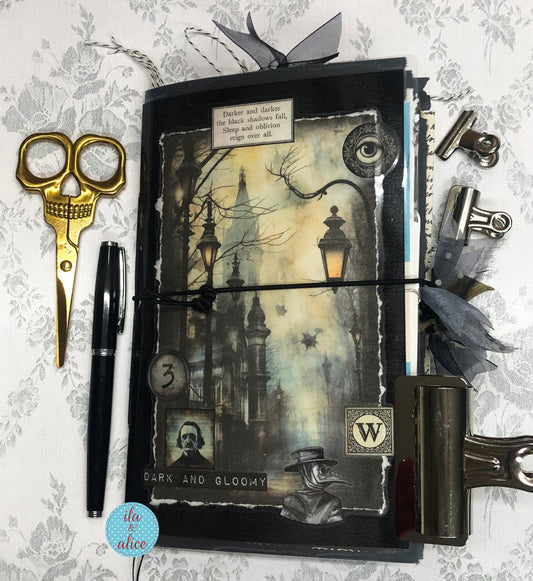 Creepy Dark & Gloomy Winter Junk Journal w Spooky Collage Cover Journal ila & alice 