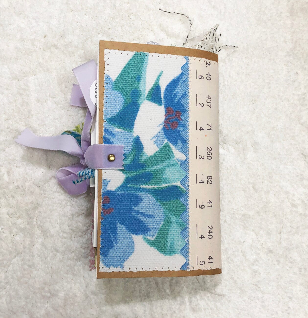 Whimsical Shabby Junk Journal- Blue Floral Mixed Media with Peacock and Lace Journal ila & alice 
