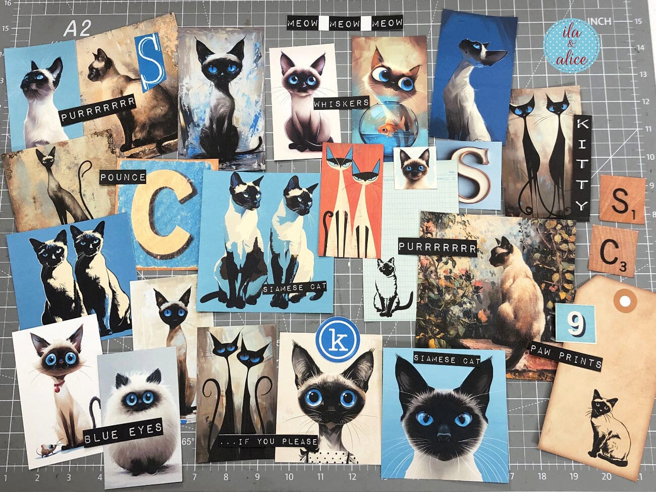 Digital Siamese Cat Junk Journal Ephemera Journal ila & alice 