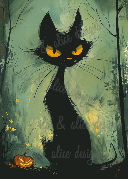 Cute and Quirky Black Cats Halloween Postcards Post Cards ila & alice 