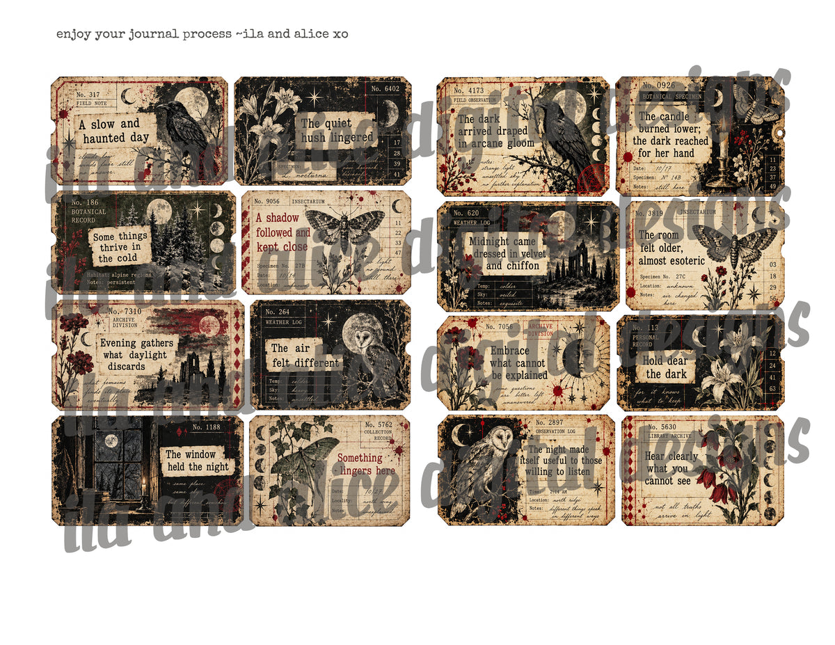 Midnight Findings | Printable Gothic Journaling Ephemera Kit
