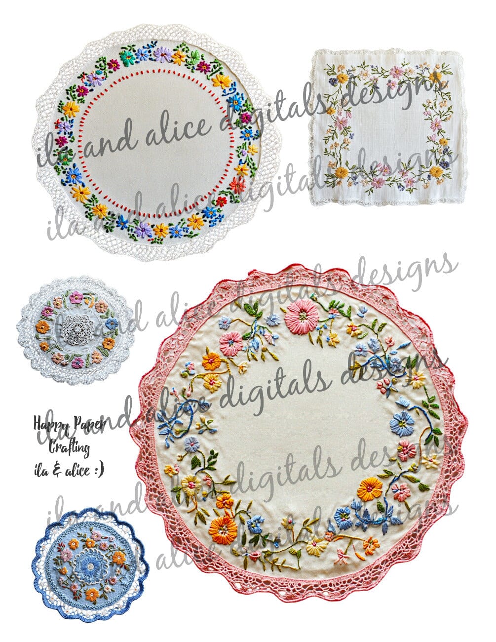 Digital Vintage Doilies Ephemera Journal ila & alice 