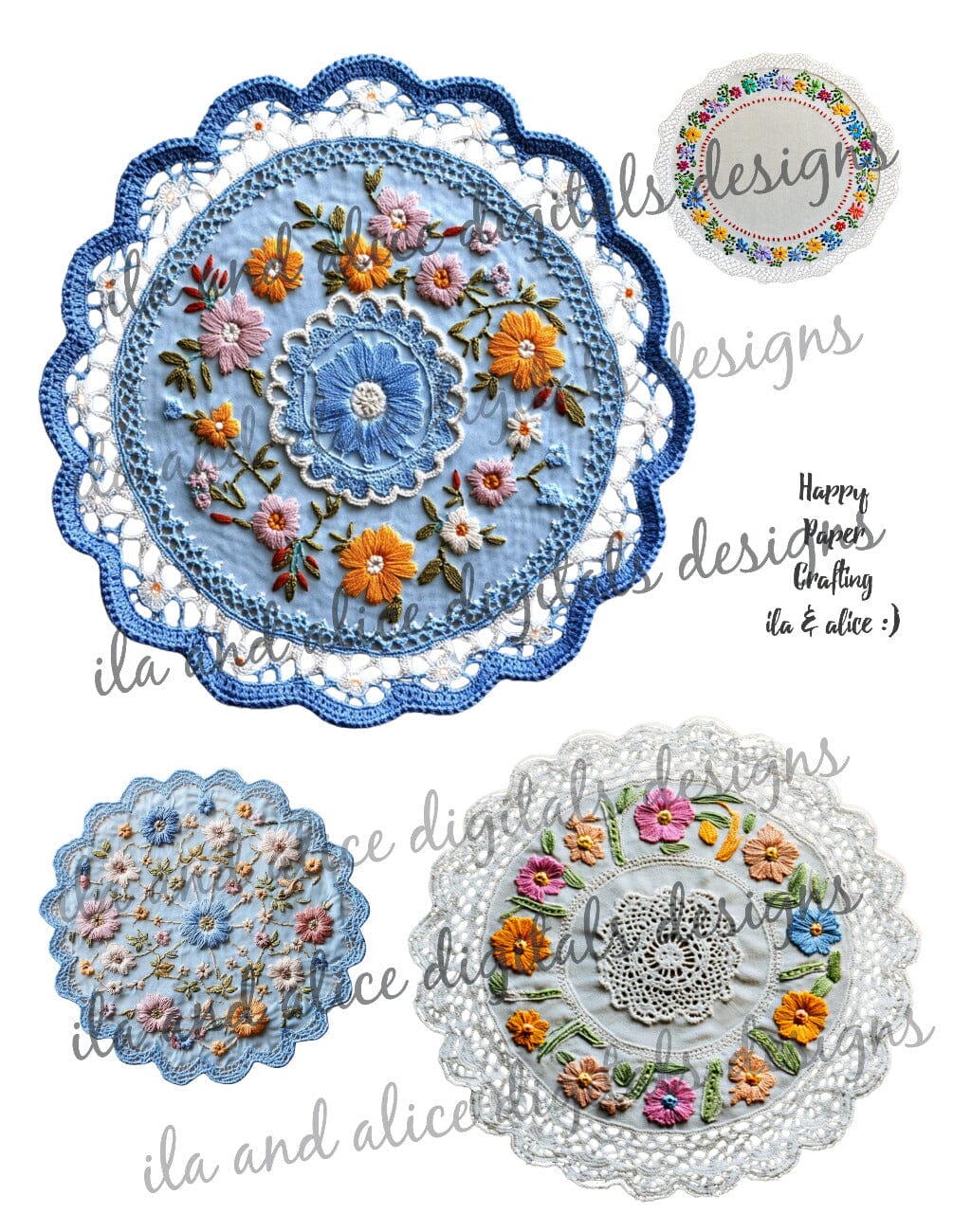 Digital Vintage Doilies Ephemera Journal ila & alice 