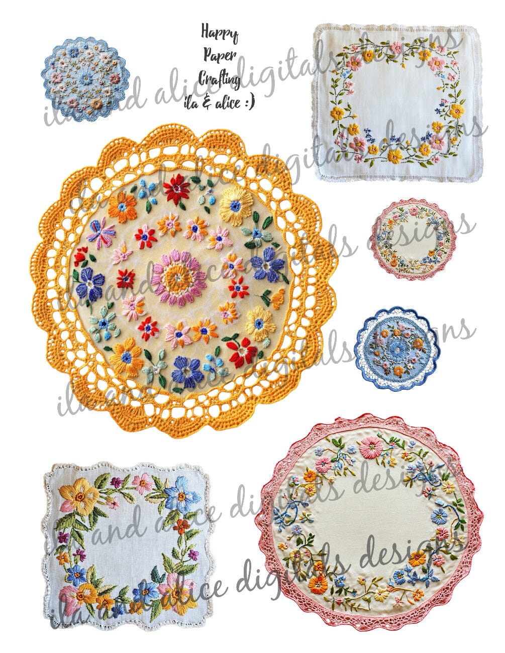 Digital Vintage Doilies Ephemera Journal ila & alice 