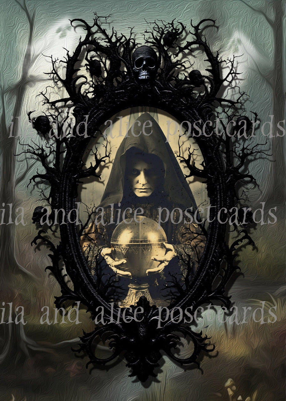 Witches in a Dark Forest Halloween Postcards Post Cards ila & alice 
