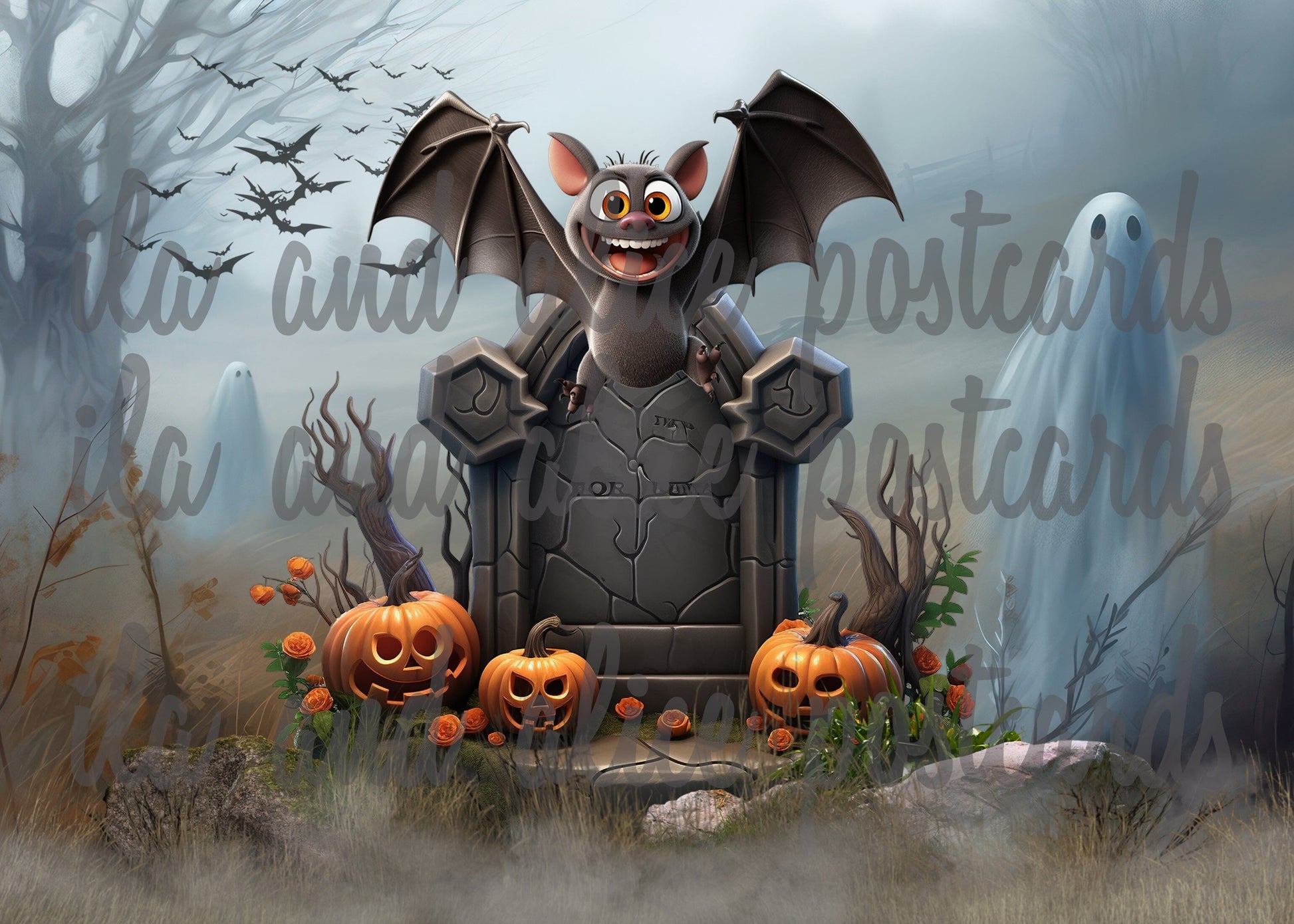 Dark Forest Cuties Halloween Postcards Post Cards ila & alice 