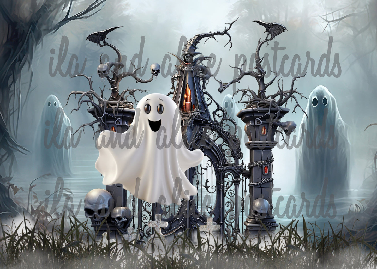 Dark Forest Cuties Halloween Postcards Post Cards ila & alice 