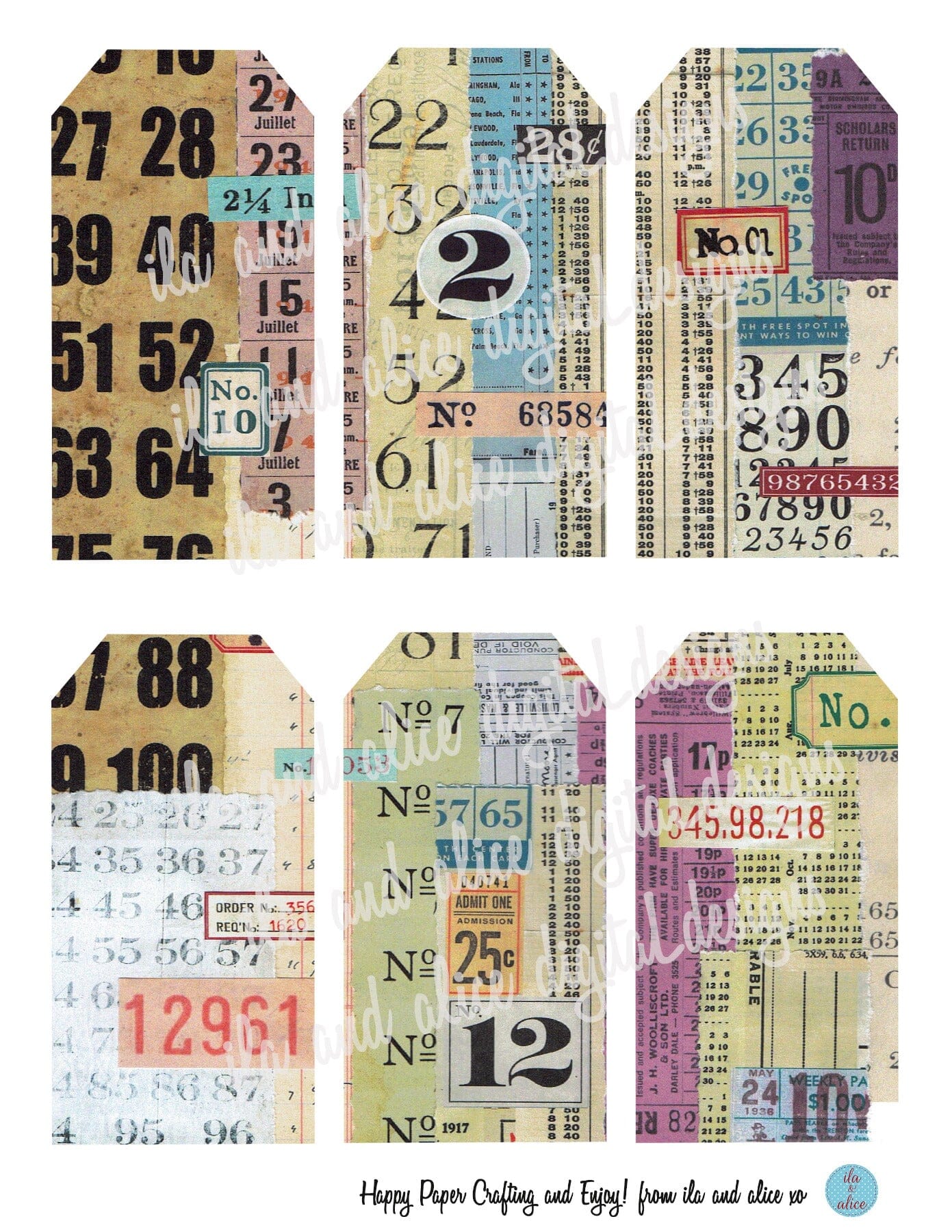 Digital Journal Tags with Numbers-Darker Colours Set #3 Journal ila & alice 