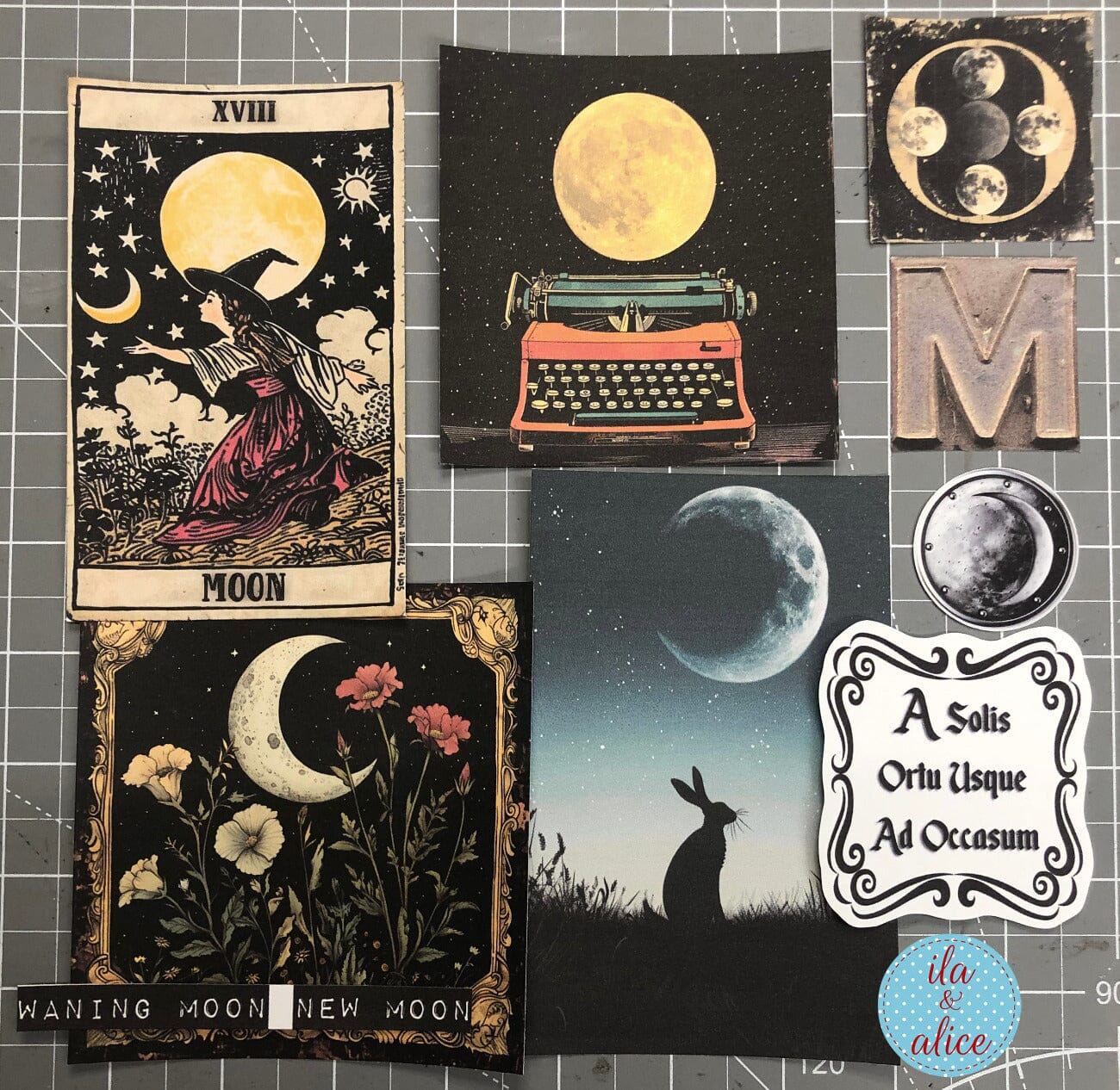 Digital Moon Art Junk Journal Ephemera Journal ila & alice 