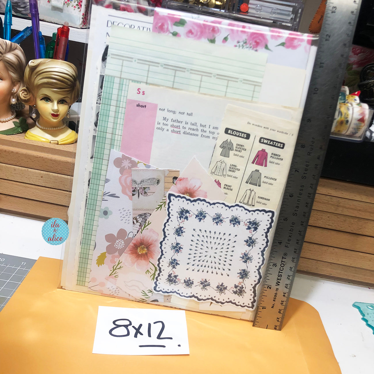 Collected Curiosities No. 05 – Sewing Room Scrapbook Mix (8×12)
