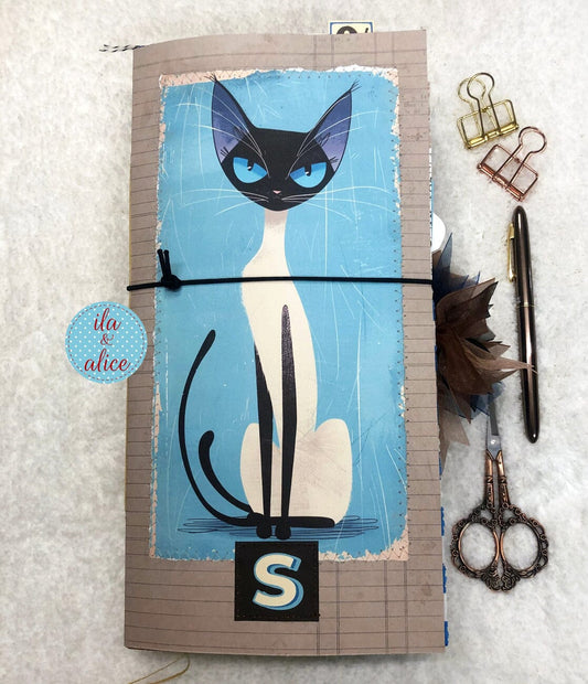 Siamese Cat Junk Journal- Soft Cover with Saucy Face Journal ila & alice 