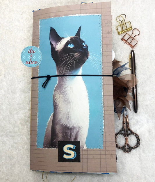 Siamese Cat Junk Journal- Soft Cover with Side View Journal ila & alice 
