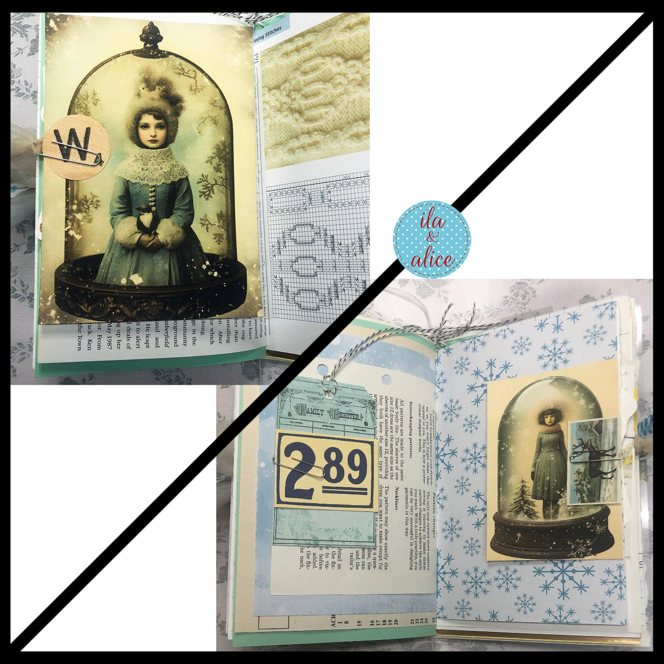 Blue Winter Junk Journal with Winter Wonderland Scene Journal ila & alice 