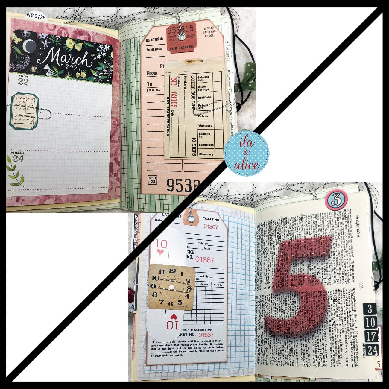 Number Themed Junk Journal with Collage Cover #1 Journal ila & alice 