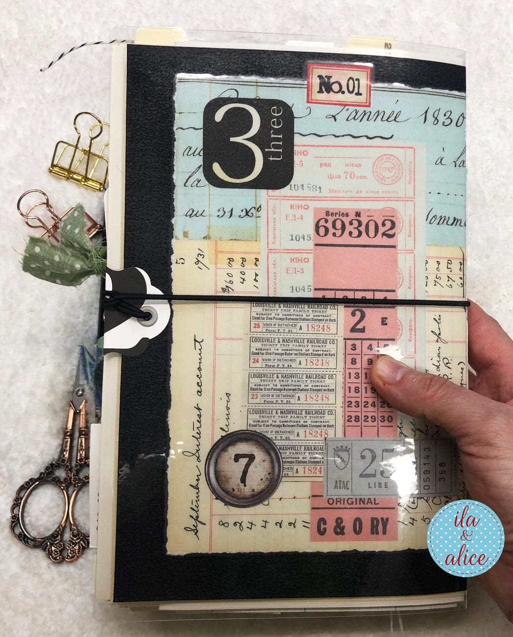 Number Themed Junk Journal with Collage Cover #1 Journal ila & alice 