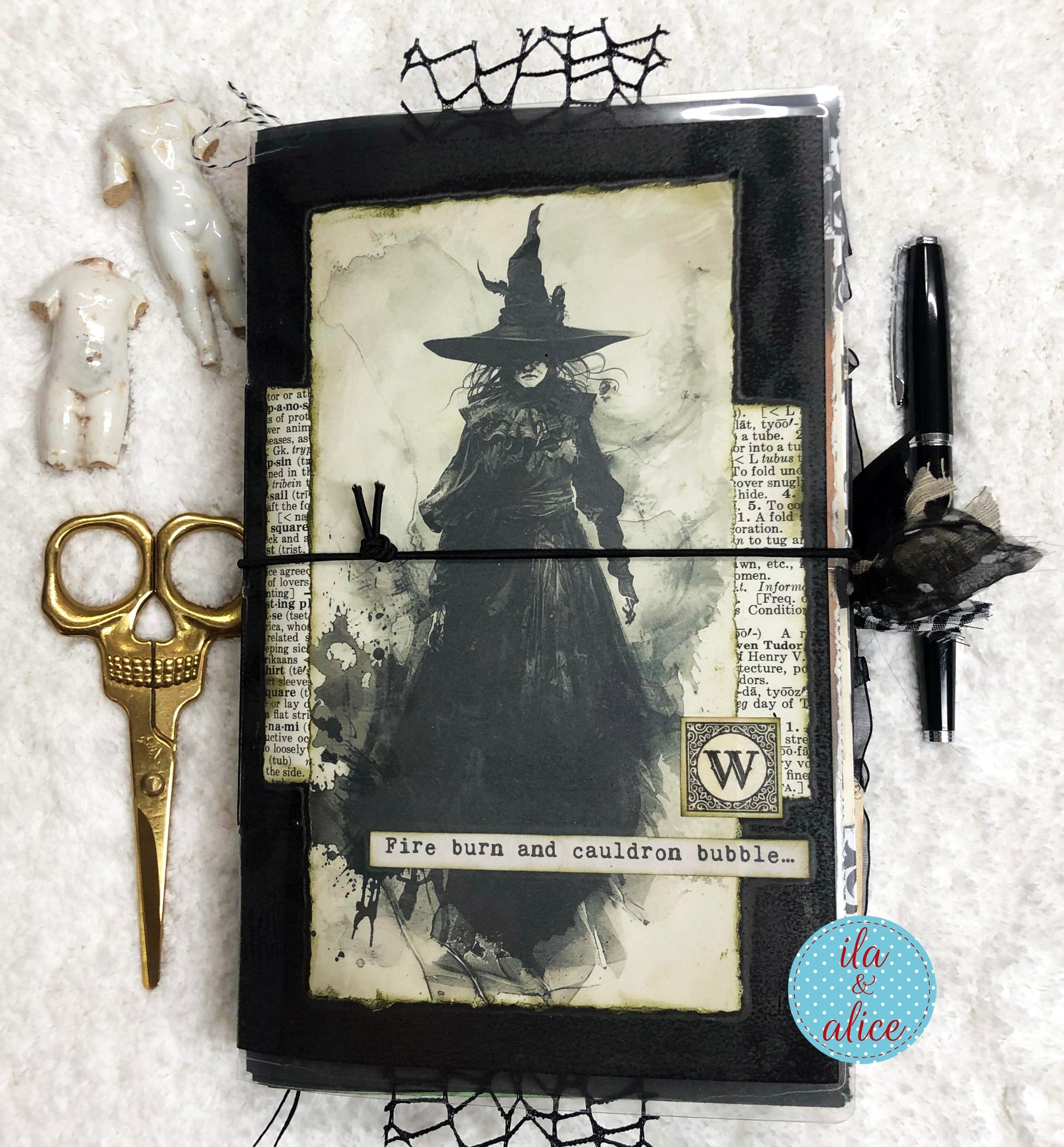Dark Witch Halloween Junk Journal Filled with Witch Ephemera #4 Journal ila & alice 