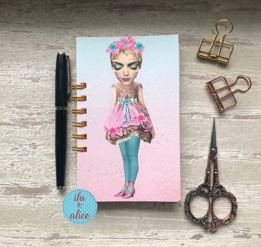 Whimsical girl mini junk journal with pink cover