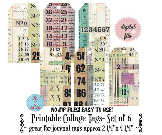 Digital Journal Tags with Numbers-Muted tones Set #1 Journal ila & alice 