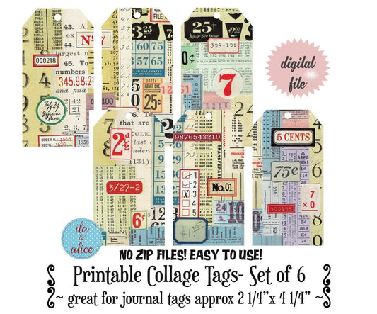 Digital Journal Tags with Numbers-Red & Blue Set #2 Journal ila & alice 