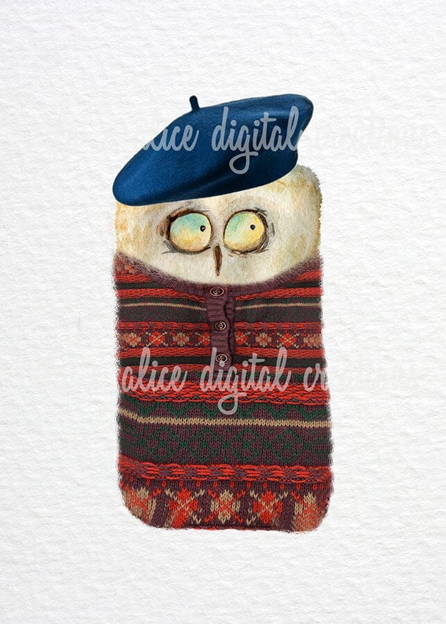 Cute Owls in Sweaters Postcards Post Cards ila & alice 