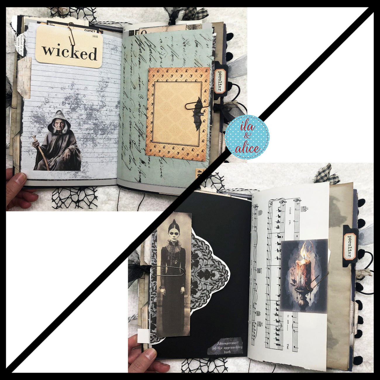 Creepy Witch with Ghouls Haunted Halloween Journal Journal ila & alice 