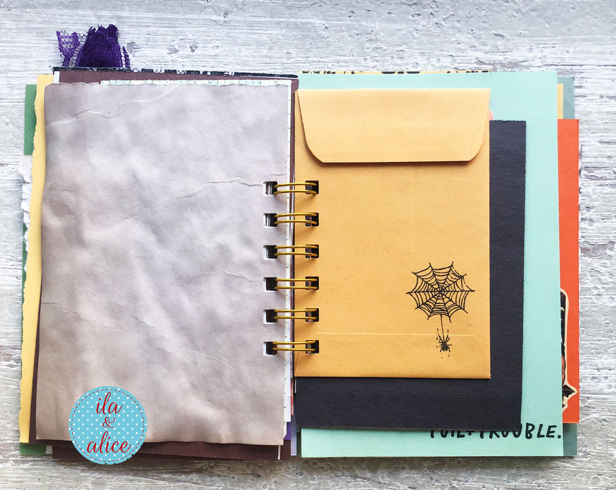 Halloween Mini Journal No. 5 | Cute Black Cat Witches Junk Journal