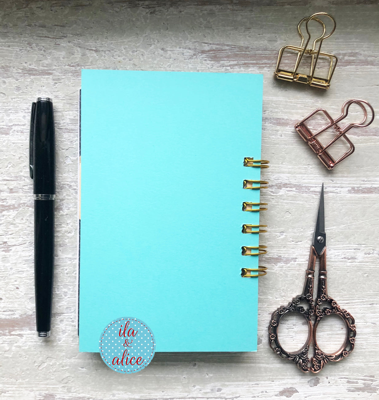 mini notebook turquoise back
