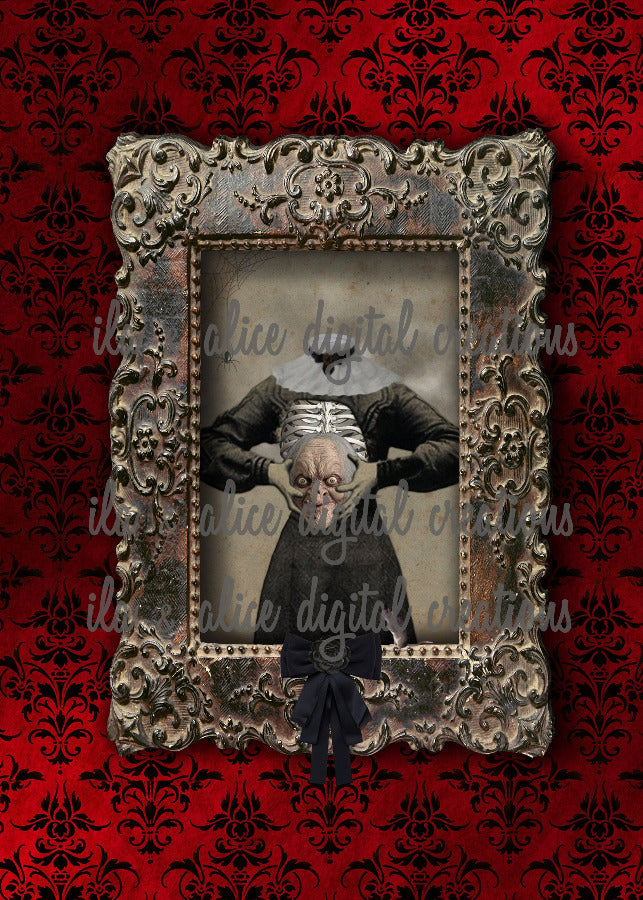 Spooky Ghoulish Women on Red Velvet Postcards Post Cards ila & alice 