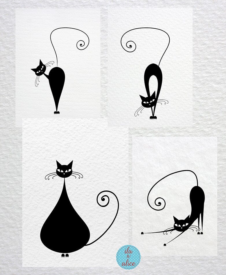 Black Cat Postcards Post Cards ila & alice 