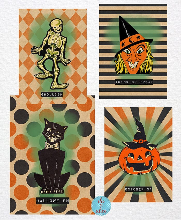 Retro Halloween Postcards Post Cards ila & alice 