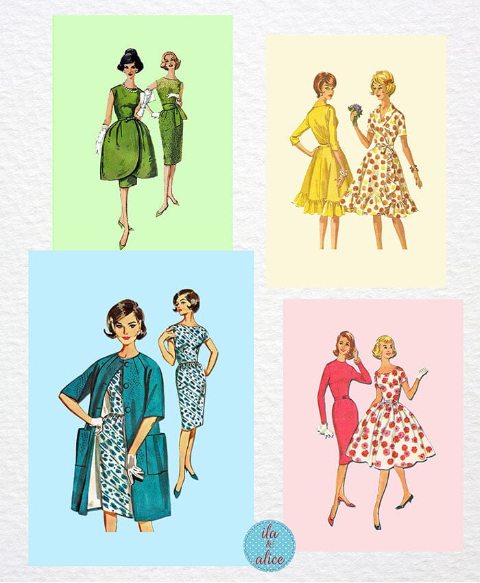 Vintage Fashion Postcards Post Cards ila & alice 