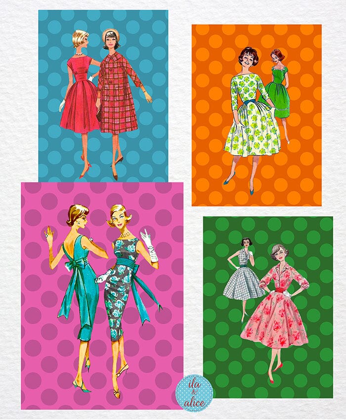 Retro Fashion Postcards Post Cards ila & alice 