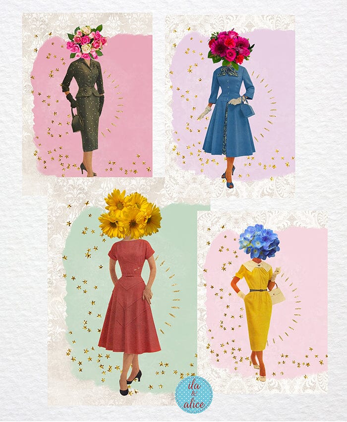 Floral Fashion Postcards Post Cards ila & alice 