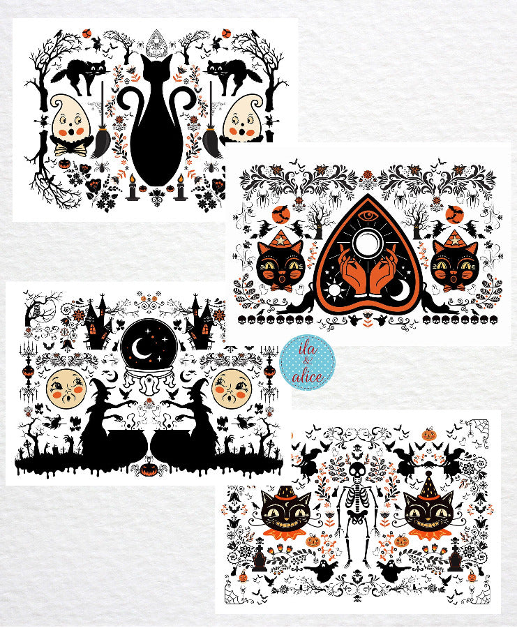 Halloween Folk Art Postcards Post Cards ila & alice 