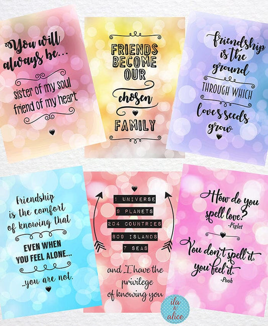 Friendship Postcards with Loving Quotes Post Cards ila & alice 