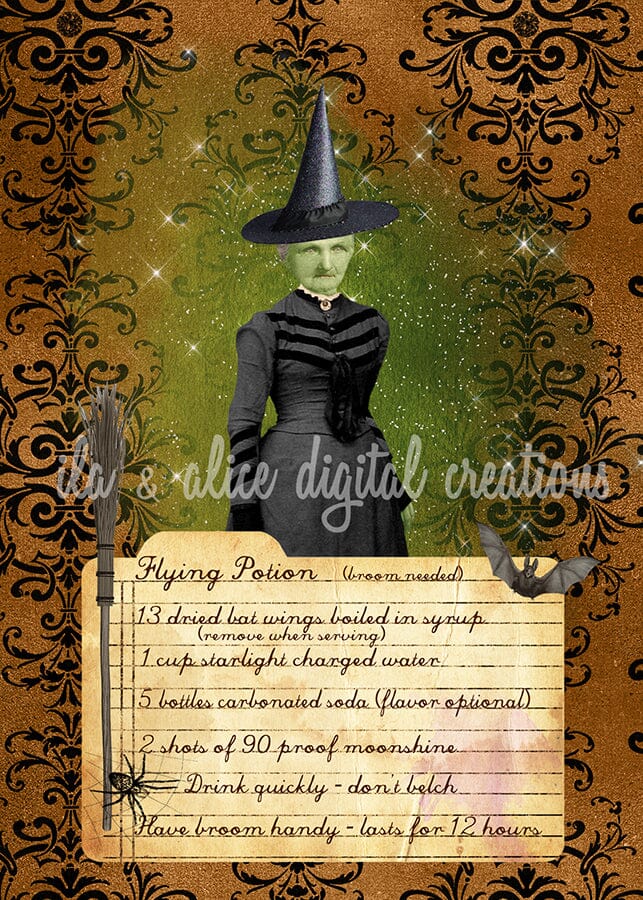 Witches with Cauldron Recipes Postcards Post Cards ila & alice 