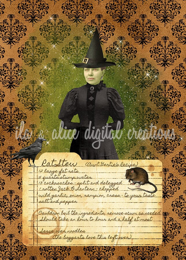 Witches with Cauldron Recipes Postcards Post Cards ila & alice 