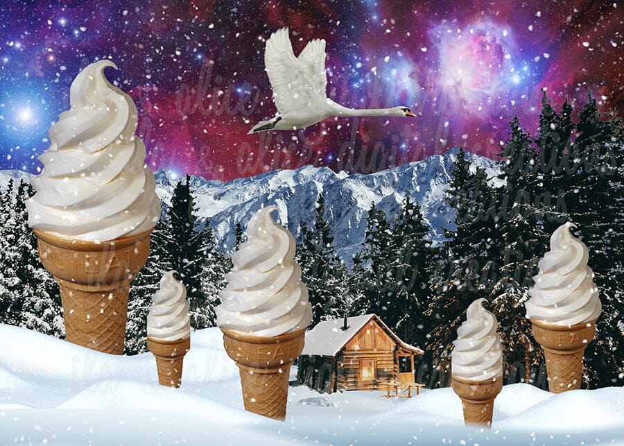 Curious Winter Places Collage Art Postcards Post Cards ila & alice 