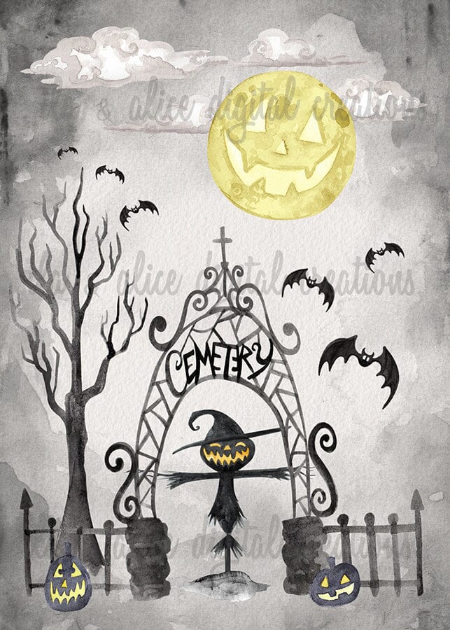 Spooky Graveyard Postcards Post Cards ila & alice 
