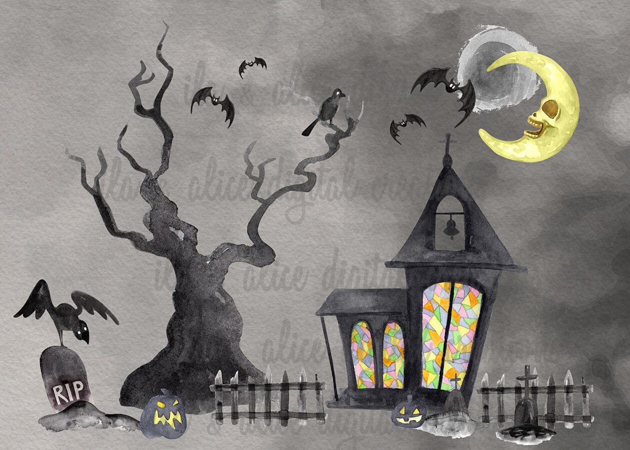 Spooky Graveyard Postcards Post Cards ila & alice 