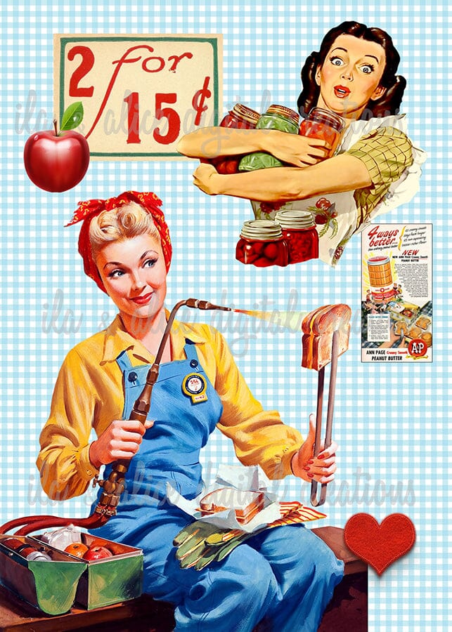 Retro Housewife Postcards Post Cards ila & alice 