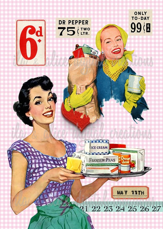 Retro Housewife Postcards Post Cards ila & alice 